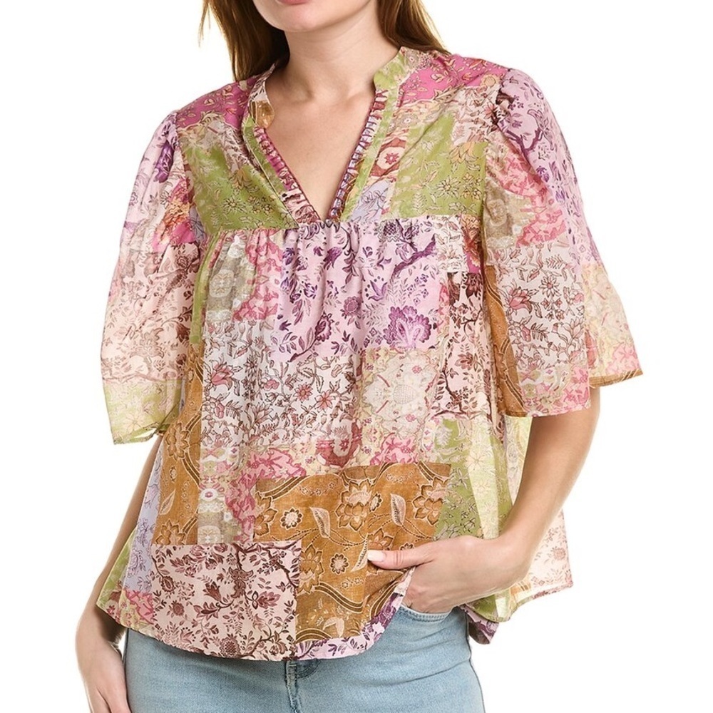 Johnny Was Bertha Silk-blend Top In Nocolor